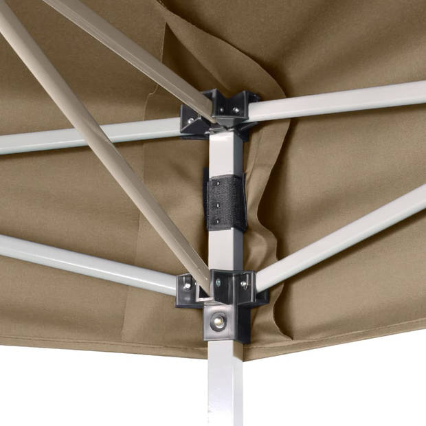 vidaXL Partytent inklapbaar zeshoekig 3,6x3,1 m taupe 220 g/m²