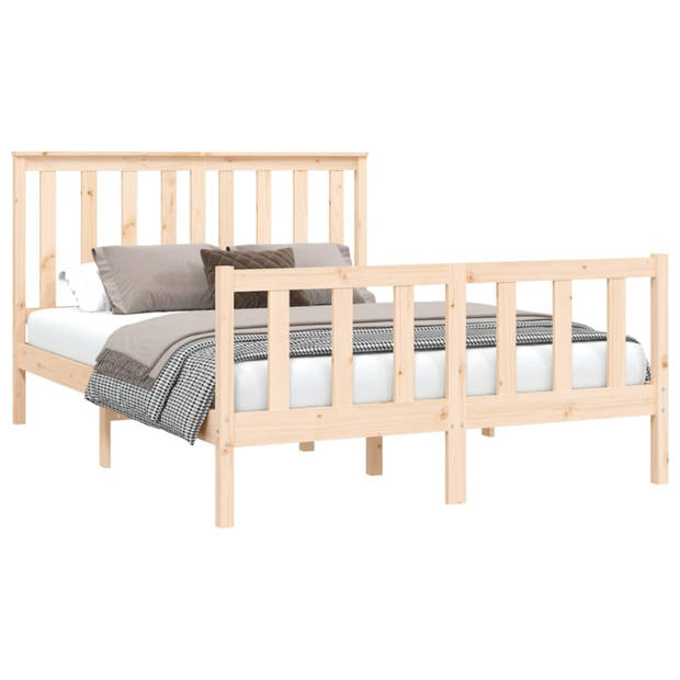 vidaXL Bedframe met hoofdbord massief grenenhout 120x200 cm