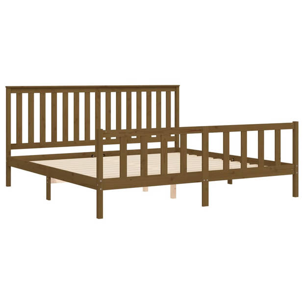 vidaXL Bedframe met hoofdbord grenenhout honingbruin 200x200 cm