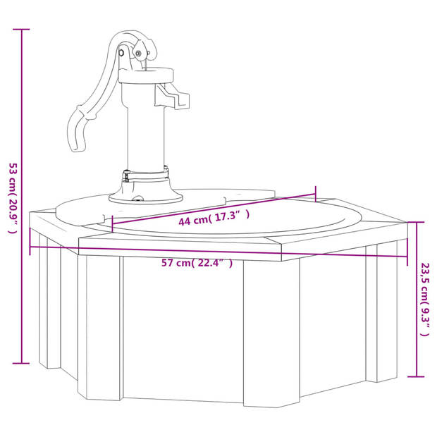 vidaXL Waterfontein met pomp 57x57x53 cm massief vurenhout