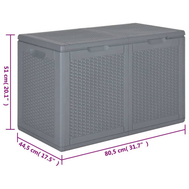 vidaXL Tuinbox 180 L PP rattan grijs