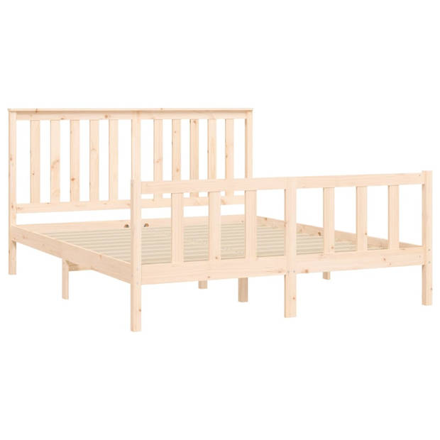 vidaXL Bedframe met hoofdbord massief grenenhout 150x200 cm