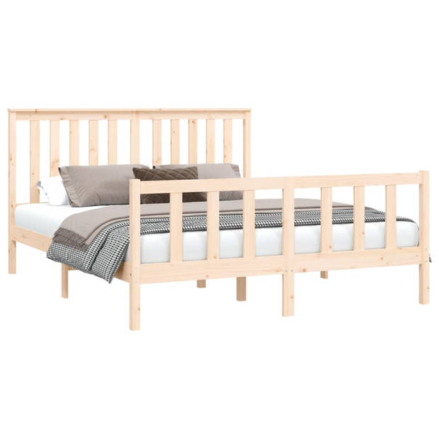 vidaXL Bedframe met hoofdbord massief grenenhout 150x200 cm