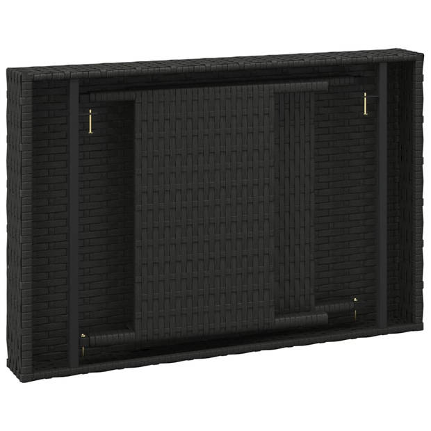 vidaXL Bijzettafel inklapbaar 60x40x38 cm poly rattan zwart