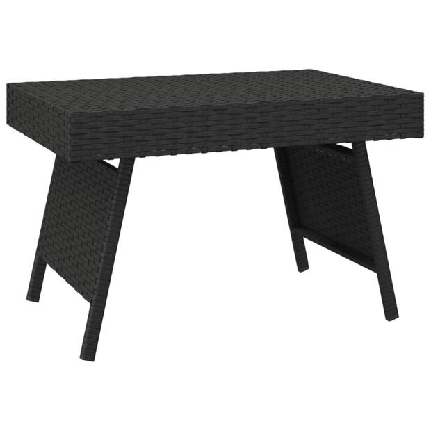 vidaXL Bijzettafel inklapbaar 60x40x38 cm poly rattan zwart