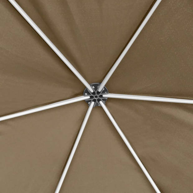 vidaXL Partytent met wanden zeshoekig 3,6x3,1 m taupe 220 g/m²