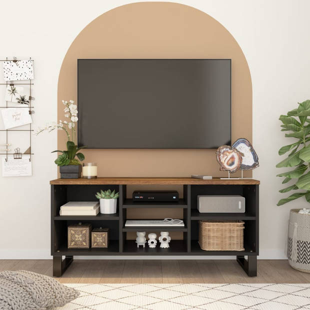 The Living Store - TV-meubel - Massief mangohout - 100 x 33 x 46 cm - Stabiele poten