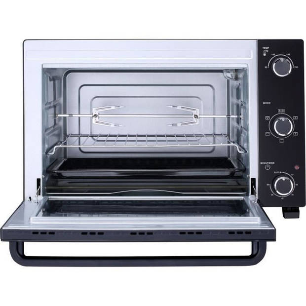 CONTINENTAL EDISON CEMF46B3 - Elektrische mini-oven 46L zwart - 1800W - Draaispit, Natuurlijke convectie