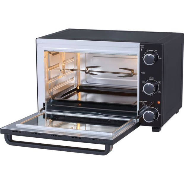 CONTINENTAL EDISON CEMF46B3 - Elektrische mini-oven 46L zwart - 1800W - Draaispit, Natuurlijke convectie