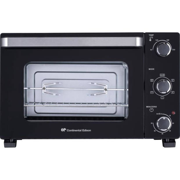 CONTINENTAL EDISON CEMF46B3 - Elektrische mini-oven 46L zwart - 1800W - Draaispit, Natuurlijke convectie