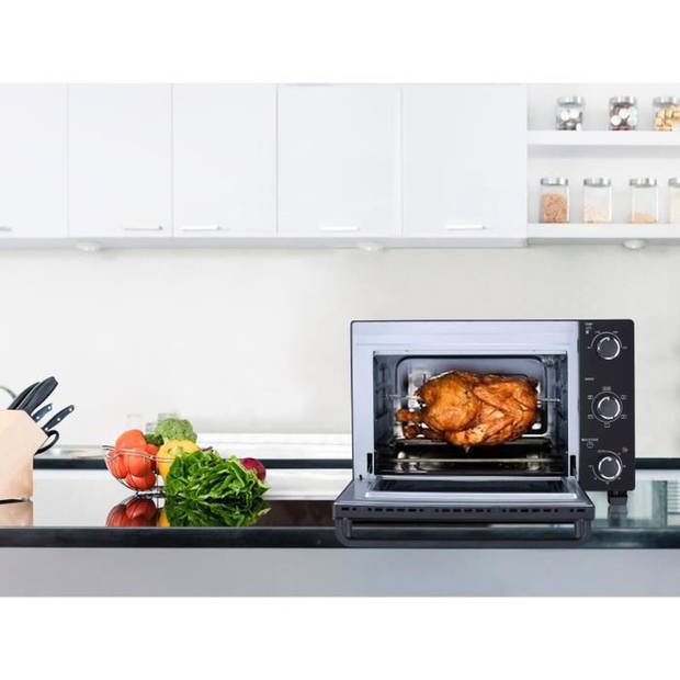 CONTINENTAL EDISON CEMF46B3 - Elektrische mini-oven 46L zwart - 1800W - Draaispit, Natuurlijke convectie