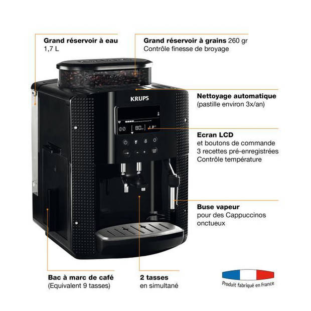 KRUPS YY8135FD Automatische espressomachine met maalmachine - zwart