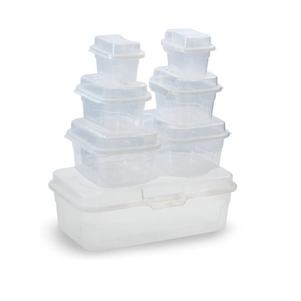 alpina Vershoudbakjes Set - met Deksel en Clipsluiting - 7 Stuks - 420 tot 4600 ML - Transparant