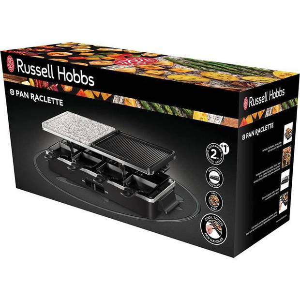 Russell Hobbs Raclette -apparaat - 26280-56 - 3 in 1 multifunctionele - 8 personen - 1400W - Omkeerbare grill