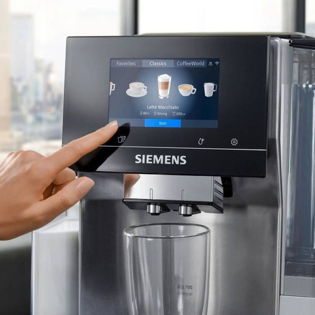 Expresso Siemens TQ705R03 - Eq.700 Integral - 20 Recepten - 6 Versie - 3 Temperaturen - Touchscreen - 350G GRAINLAAG