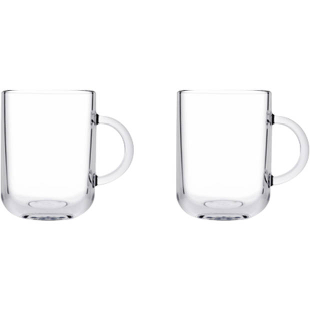 Pasabahce Koffie/thee glazen - set 2x stuks - transparant glas - 330 ml - Koffie- en theeglazen