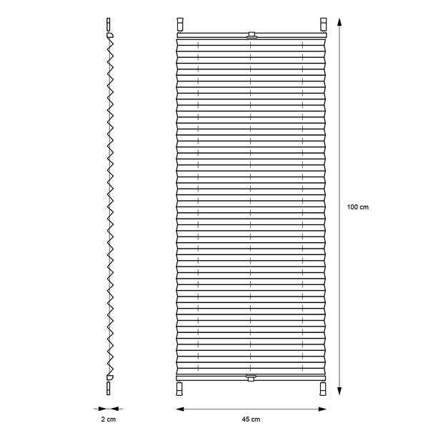 Geplooide blinde Klemmfix zonder boren, 45x100 cm, donkergrijs