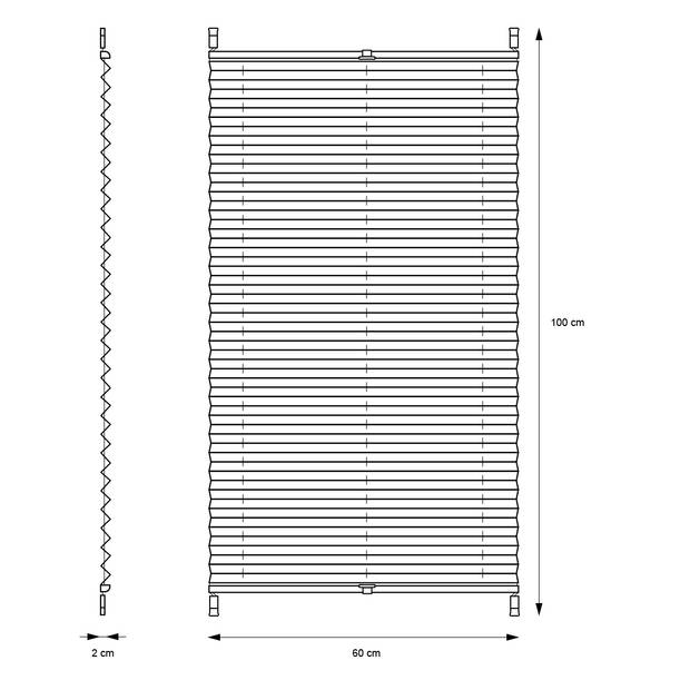 Geplooide blinde Klemmfix zonder boren, 60x100 cm, donkergrijs