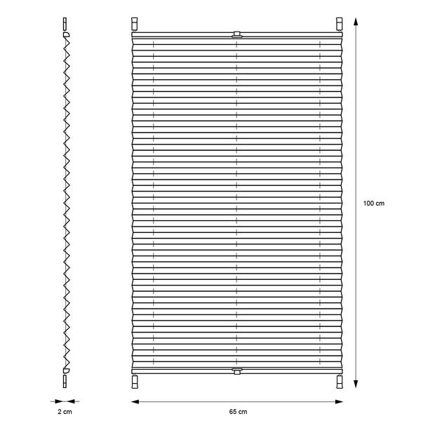 Geplooide blinde Klemmfix zonder boren, 65x100 cm, donkergrijs