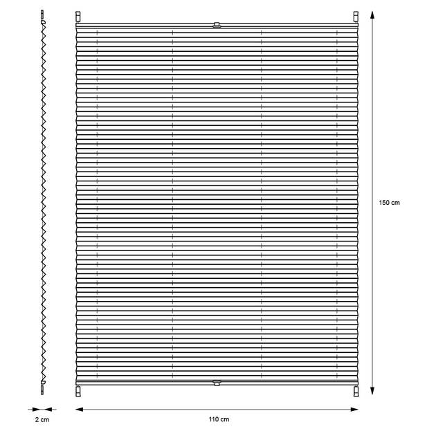 Geplooide blinde Klemmfix zonder boren, 110x150 cm, donkergrijs