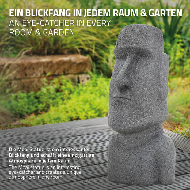 Tuinfiguur Paaseiland Moai Grijs 38x32x78 cm