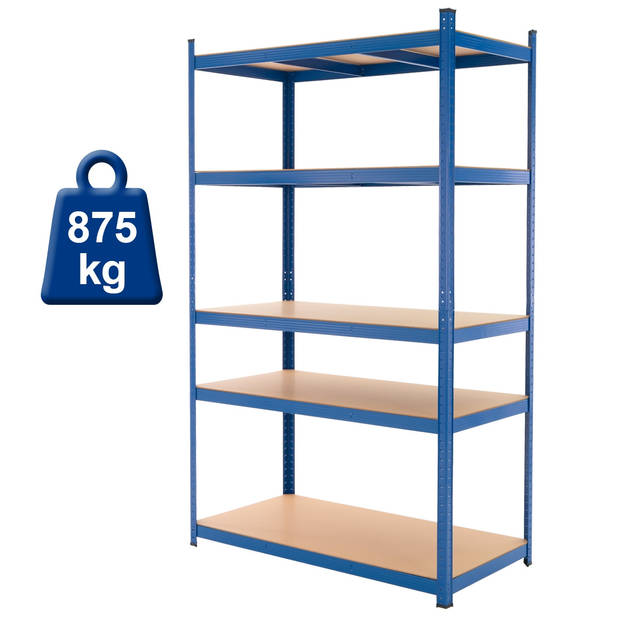 Werkplaatsplank blauw, 200x100x50 cm, gemaakt van gepoedercoat metaal en MDF-hout, tot 350 kg