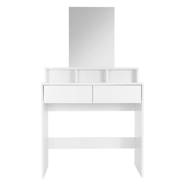 Kaptafel met Spiegel 80x40x140 cm Wit incl. Kruk ML-Design