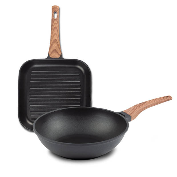 Rosmarino Black Line Grillpan 28cm & wokpan 30cm