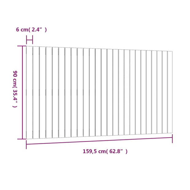 vidaXL Wandhoofdbord 159,5x3x90 cm massief grenenhout honingbruin