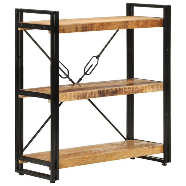 The Living Store Boekenkast Mangohout - 77x30x80 cm - Massief mangohout met ijzeren frame