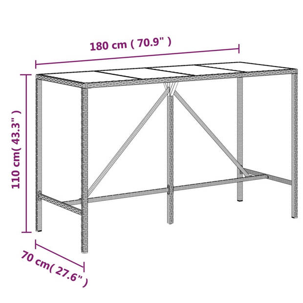 vidaXL 11-delige Tuinbarset poly rattan en massief acaciahout zwart