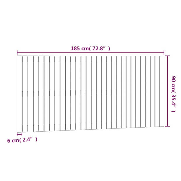 vidaXL Wandhoofdbord 185x3x90 cm massief grenenhout wit