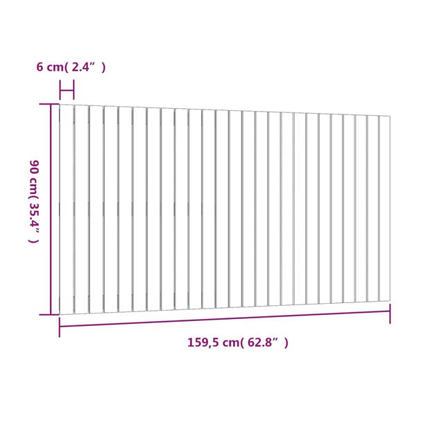 vidaXL Wandhoofdbord 159,5x3x90 cm massief grenenhout grijs