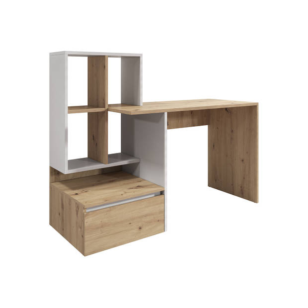 Meubella - Bureau Pierre 2 - Eiken - Wit - 145 cm