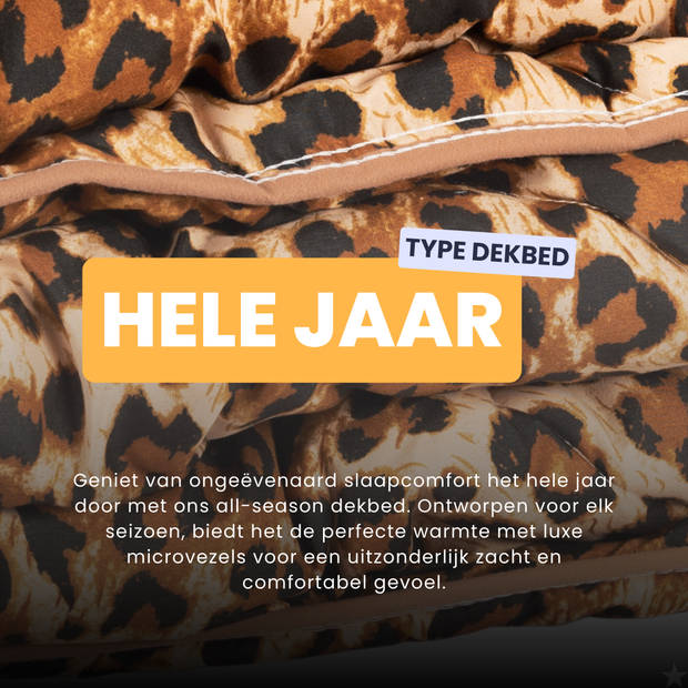 HappyBed Panter 140x200 - Wasbaar dekbed zonder overtrek - Bedrukt dekbed zonder hoes