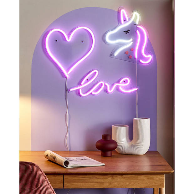 Beliani SUSIE - Neon lamp-Roze-Synthetisch materiaal