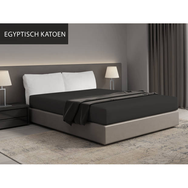 Luxe hoeslaken - Egyptisch percal katoen - 90x200 - zwart