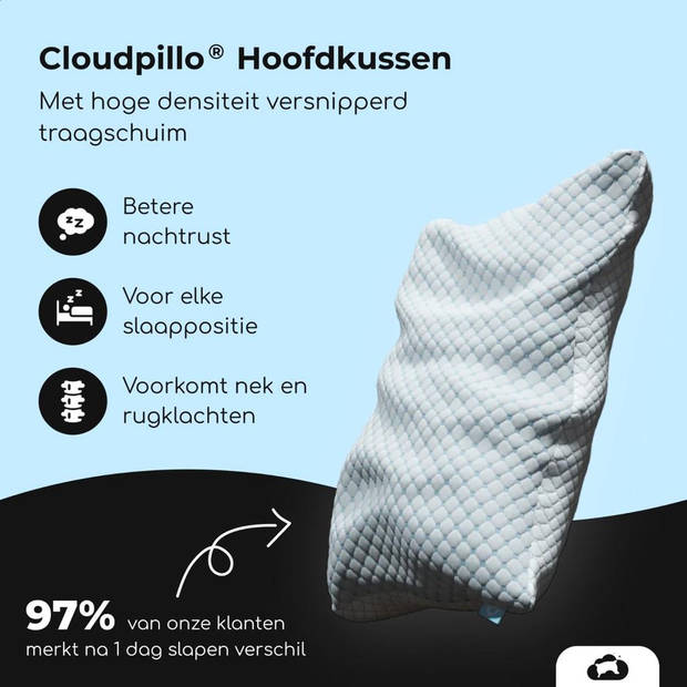 Cloudpillo Hoofdkussen - Memory Foam - Afstelbaar Design - Geschikt voor rug-, zij- en buikslapers