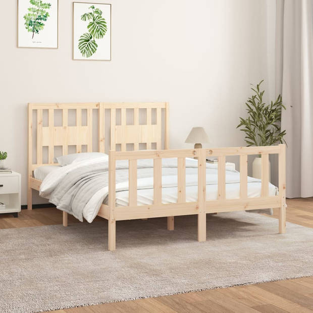 vidaXL Bedframe met hoofdbord massief grenenhout 120x200 cm