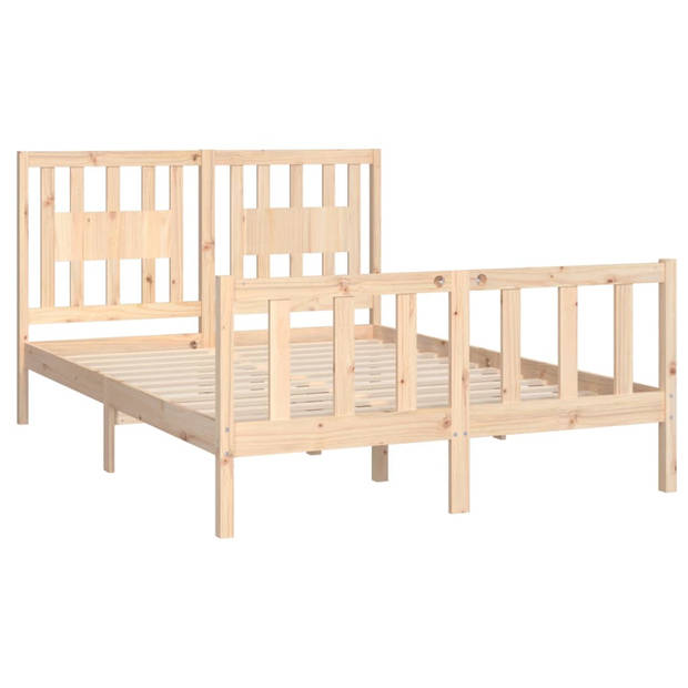 vidaXL Bedframe met hoofdbord massief grenenhout 120x200 cm