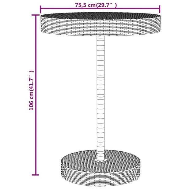 vidaXL 5-delige Tuinbarset poly rattan en massief acaciahout zwart