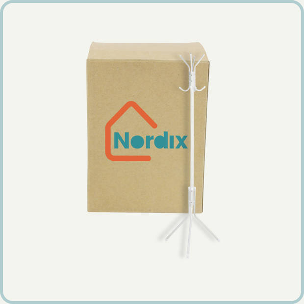 Nordix Staande kapstok - 8 Haken - Wit - 26,5x59,5x6cm - Metaal