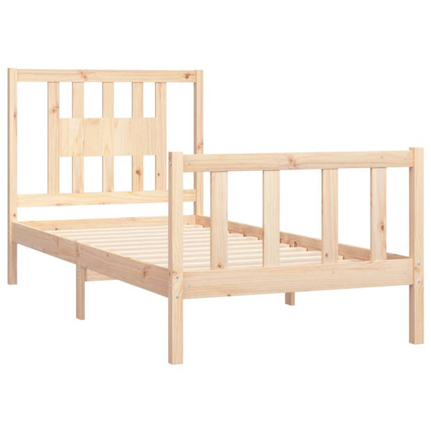 vidaXL Bedframe met hoofdbord massief hout 90x200 cm