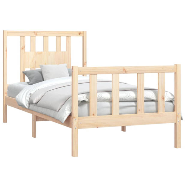 vidaXL Bedframe met hoofdbord massief hout 90x200 cm