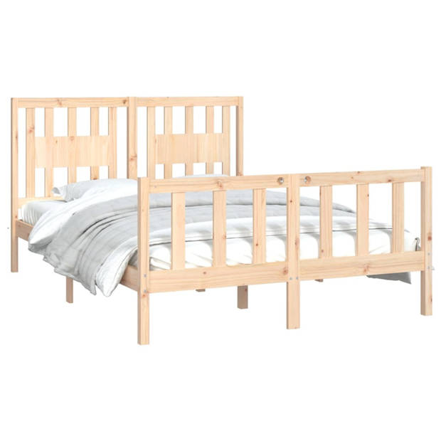 vidaXL Bedframe met hoofdbord massief grenenhout 140x200 cm