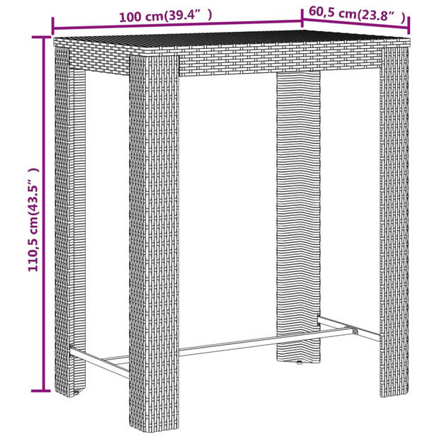 vidaXL 5-delige Tuinbarset poly rattan en massief acaciahout zwart