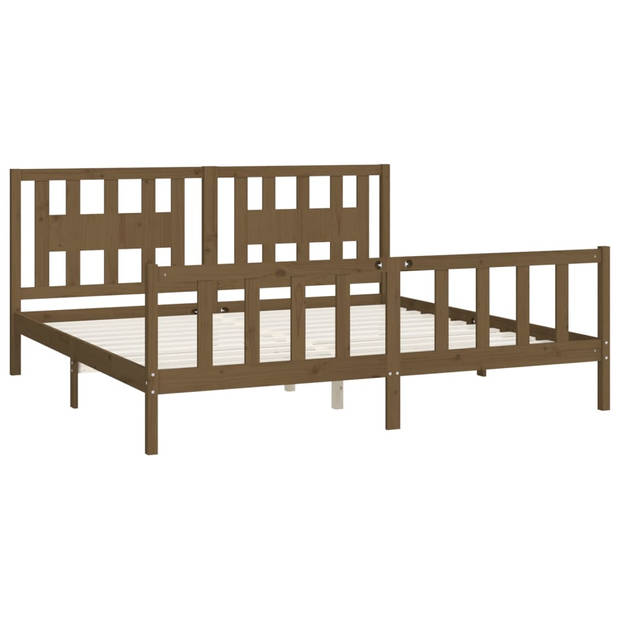 vidaXL Bedframe met hoofdbord grenenhout honingbruin 200x200 cm