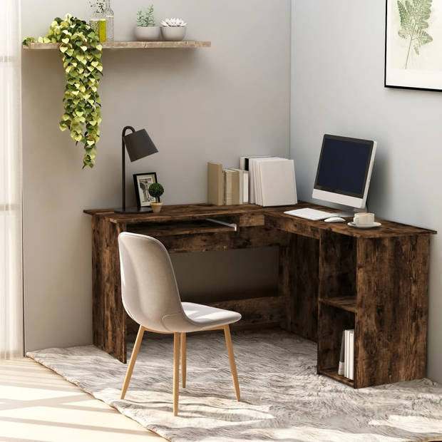 The Living Store Hoekbureau - Modern - Bureau - 120x140x75 cm - Gerookt eiken