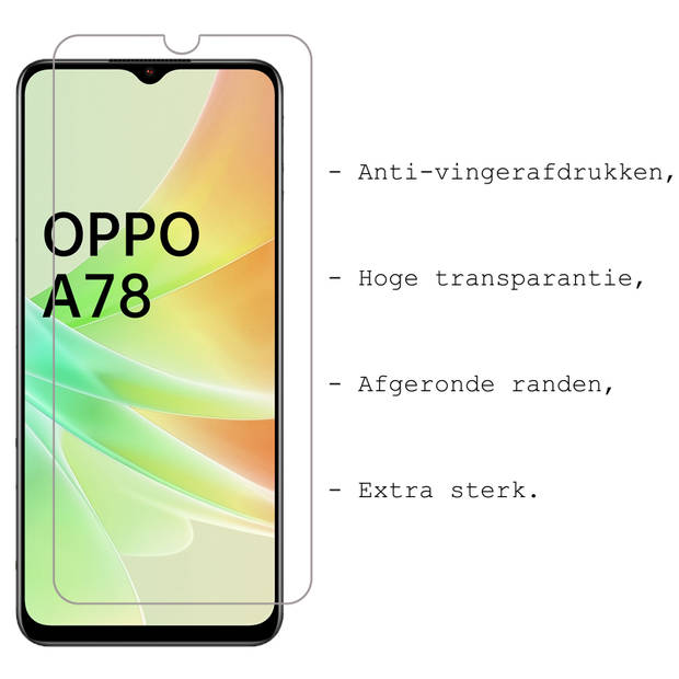 Basey OPPO A78 Screenprotector Tempered Glass Full Cover - OPPO A78 Beschermglas Screen Protector Glas