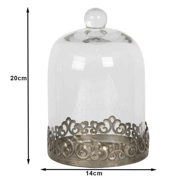 HAES DECO - Decoratieve glazen stolp zonder onderzetter, diameter 14 cm en hoogte 21 cm - ST6GL2819HS